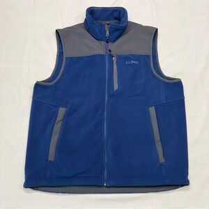 LL Bean Outdoors Polartec Fleece Vest Full Zip Blue & Grey Men's Size Medium